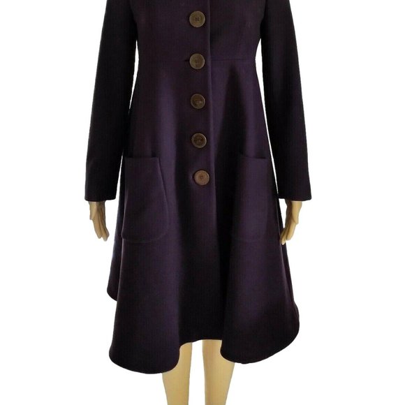 Salvatore Ferragamo Royal Plum Principessa Peacoat Swing Coat - Picture 7 of 14